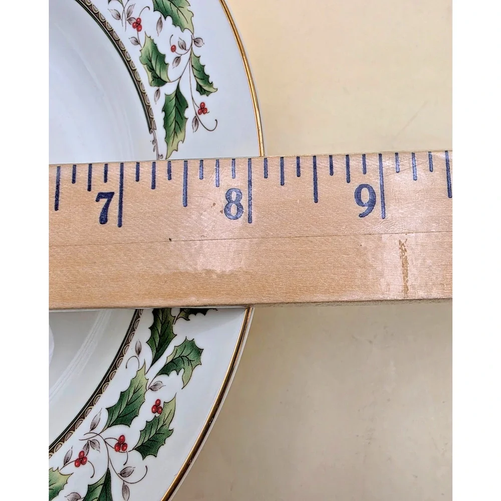 Royal Limited Holly Holiday Soup Bowl 8.25 Inch Bone China Gold Christmas Trim